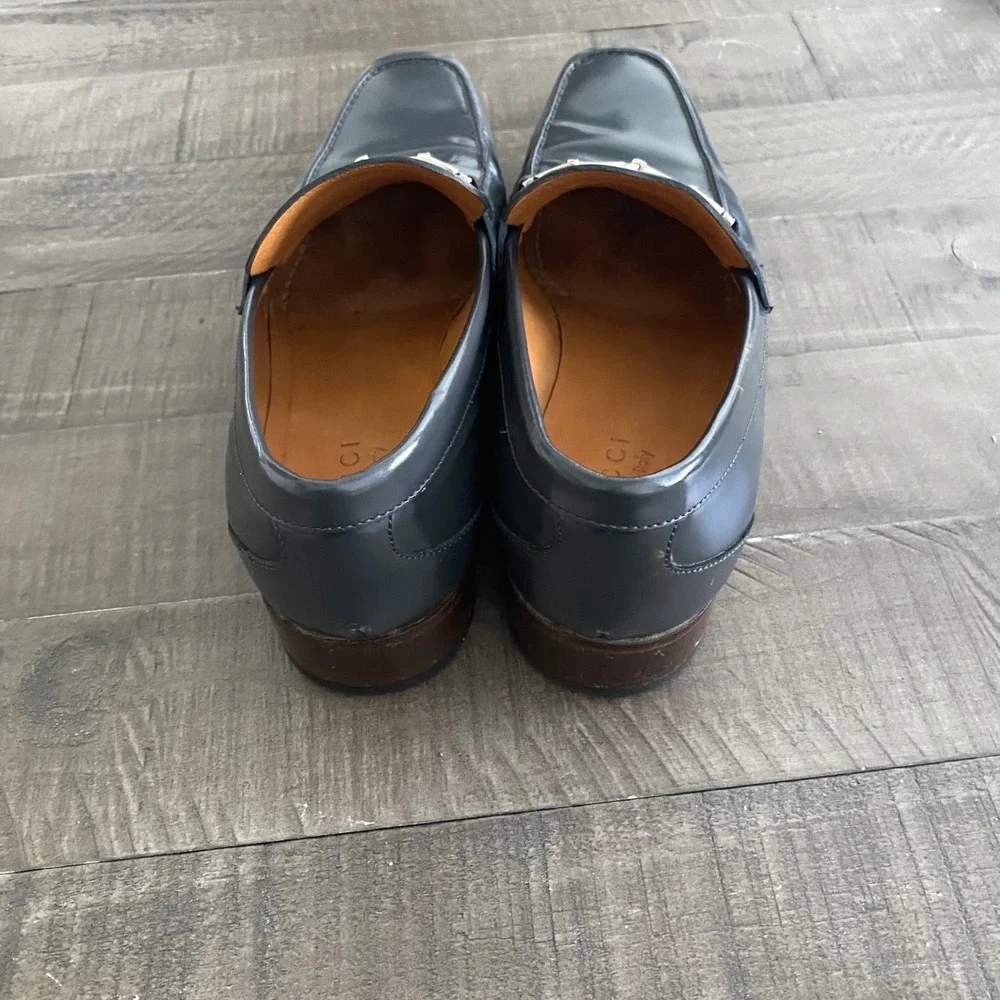 Gucci Men Light Blue Leather Horsebit Luxury Slip On Loafers Size 10.5 - Picture 5 of 11